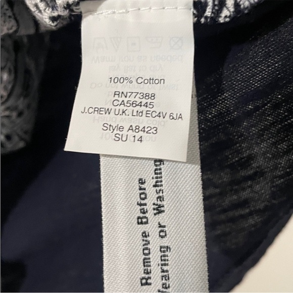 J. Crew Navy and White Paisley Eyelet Short Sleeve T-Shirt Top-Size XS Like New! - Picture 6 of 9